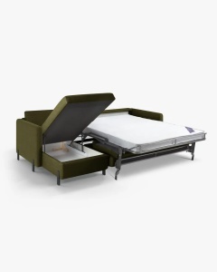 COLTAR EXTENSIBIL GLORIA, VERDE, PE STANGA, 266 CM, TAPITAT CU TAPITERIE DIN TEXTIL STRUCTURAT BJORN, MICADONI - Img 3
