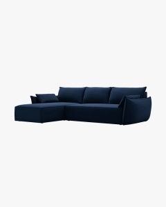 COLTAR EXTENSIBIL KAELLE, 252 CM, PE DREAPTA, ALBASTRU ROYAL, CU TAPITERIE DIN TEXTIL CATIFEA BLUVEL, MICADONI - Img 3