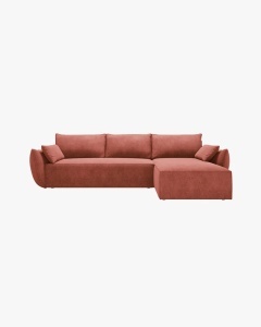 COLTAR EXTENSIBIL KAELLE, 252 CM, PE DREAPTA, CARAMIZIU, CU TAPITERIE DIN TEXTIL CHENILLE OVER THE HORIZON, MICADONI