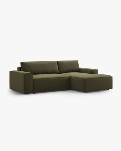 COLTAR EXTENSIBIL, PE DREAPTA, JODIE, 246X151 CM, VERDE, TAPITAT CU TAPITERIE DIN TEXTIL CATIFEA BLUVEL, MICADONI - Img 3