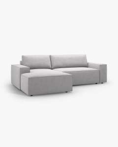 COLTAR EXTENSIBIL, PE STANGA, JODIE, 246X151 CM, GRI DESCHIS, TAPITAT CU TAPITERIE DIN TEXTIL BOUCLE BALOO, MICADONI - Img 6