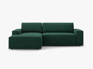 COLTAR EXTENSIBIL, PE STANGA, JODIE, 246X151 CM, VERDE, TAPITAT CU TAPITERIE DIN TEXTIL STRUCTURAT MEGAN, MICADONI