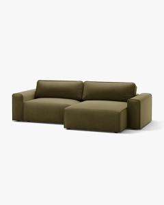 COLTAR EXTENSIBIL VICTOR, PE DREAPTA, MELANJ VERDE MUSCHI, 246X148 CM, TAPITAT CU TAPITERIE DIN TEXTIL CATIFEA PARIS, MICADONI - Img 2