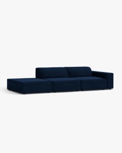 COLTAR JODIE, 262X99 CM, PE STANGA, CU 3 LOCURI, ALBASTRU ROYAL, TAPITAT CU TAPITERIE DIN TEXTIL CATIFEA BLUVEL, MICADONI - Img 2