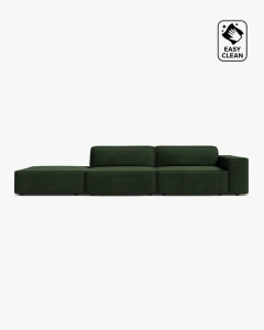 COLTAR JODIE, 262X99 CM, PE STANGA, CU 3 LOCURI, VERDE SMARALD, TAPITAT CU TAPITERIE DIN TEXTIL CATIFEA VENUS, MICADONI