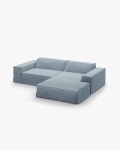 COLTAR JODIE PE DREAPTA, 224X162 CM, ALBASTRU PAL, TAPITAT CU TAPITERIE DIN TEXTIL STRUCTURAT LINS, MICADONI - Img 3