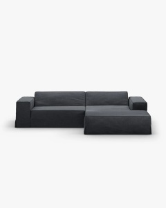 COLTAR JODIE PE DREAPTA, 224X162 CM, GRI ALBASTRU, TAPITAT CU TAPITERIE DIN TEXTIL STRUCTURAT LINS, MICADONI