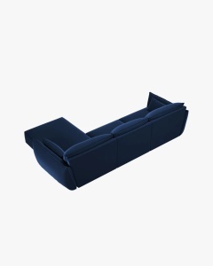 COLTAR KAELLE, 308 CM, CU 4 LOCURI, PE DREAPTA, ABASTRU ROYAL, CU TAPITERIE DIN TEXTIL CATIFEA BLUVEL, MICADONI - Img 3