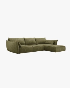 COLTAR KAELLE, 308 CM, CU 4 LOCURI, PE DREAPTA, VERDE, CU TAPITERIE DIN TEXTIL CHENILLE OVER THE HORIZON, MICADONI - Img 2