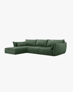 COLTAR KAELLE, 308 CM, CU 4 LOCURI, PE DREAPTA, VERDE SMARALD, CU TAPITERIE DIN TEXTIL CHENILLE OVER THE HORIZON, MICADONI - Img 2