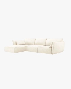 COLTAR KAELLE, 308 CM, CU 4 LOCURI, PE STANGA, BEJ DESCHIS, CU TAPITERIE DIN TEXTIL CHENILLE OVER THE HORIZON, MICADONI - Img 2