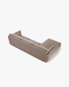 COLTAR KAELLE, 308 CM, CU 4 LOCURI, PE STANGA, CAPPUCCINO, CU TAPITERIE DIN TEXTIL CATIFEA BLUVEL, MICADONI - Img 3