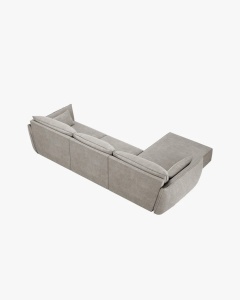 COLTAR KAELLE, 308 CM, CU 4 LOCURI, PE STANGA, GRI DESCHIS, CU TAPITERIE DIN TEXTIL CHENILLE OVER THE HORIZON, MICADONI - Img 3