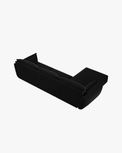 COLTAR KAELLE, 308 CM, CU 4 LOCURI, PE STANGA, NEGRU, CU TAPITERIE DIN TEXTIL CATIFEA BLUVEL, MICADONI - Img 3