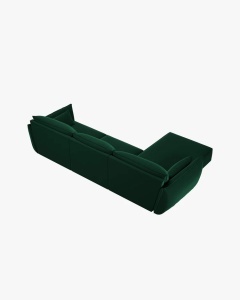 COLTAR KAELLE, 308 CM, CU 4 LOCURI, PE STANGA, VERDE SMARALD, CU TAPITERIE DIN TEXTIL CATIFEA BLUVEL, MICADONI - Img 3
