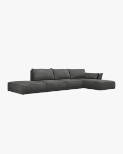 COLTAR KAELLE, 364 CM, CU 5 LOCURI, PE DREAPTA, GRI INCHIS, CU TAPITERIE DIN TEXTIL CHENILLE OVER THE HORIZON, MICADONI - Img 2