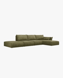 COLTAR KAELLE, 364 CM, CU 5 LOCURI, PE DREAPTA, VERDE, CU TAPITERIE DIN TEXTIL CHENILLE OVER THE HORIZON, MICADONI - Img 2