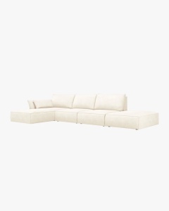 COLTAR KAELLE, 364 CM, CU 5 LOCURI, PE STANGA, BEJ DESCHIS, CU TAPITERIE DIN TEXTIL CHENILLE OVER THE HORIZON, MICADONI - Img 2