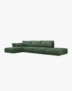 COLTAR KAELLE, 364 CM, CU 5 LOCURI, PE STANGA, VERDE SMARALD, CU TAPITERIE DIN TEXTIL CHENILLE OVER THE HORIZON, MICADONI - Img 2