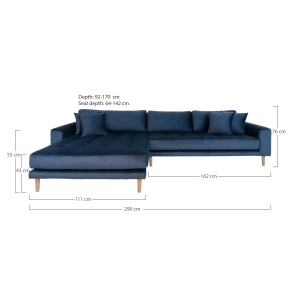COLTAR LIDO CU 4 PERINI 290CM, DIN LEMN SI TEXTIL- CATIFEA, CULOARE STANGA, HOUSE NORDIC - Img 4