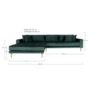 COLTAR LIDO CU 4 PERINI 290CM, DIN LEMN SI TEXTIL- CATIFEA, STANGA, CULOARE VERDE, HOUSE NORDIC - Img 4