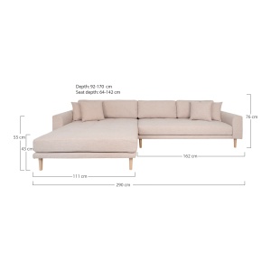 COLTAR LIDO CU 4 PERINI 290CM, STANGA, DIN LEMN SI TEXTIL, CULOARE NISIPIU, HOUSE NORDIC - Img 6