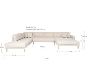 COLTAR LIDO IN FORMA DE U, CU 4 PERINI 370CM, DIN LEMN SI TEXTIL, CULOARE BEJ, HOUSE NORDIC - Img 3