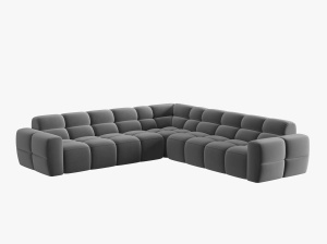 COLTAR LISA, 6 LOCURI, 310 CM, GRI DESCHIS, TAPITERIE DIN CATIFEA, DESIGN DEOSEBIT - Img 2