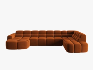 COLTAR LISA, DREAPTA, 7 LOCURI, 387 CM, SCORTISOARA, TAPITERIE DIN CATIFEA, DESIGN DEOSEBIT - Img 2