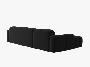 COLTAR LISA, STANGA, 5 LOCURI, 310 CM, NEGRU, TAPITERIE DIN CATIFEA, DESIGN DEOSEBIT - Img 4