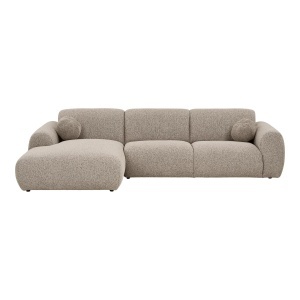 COLTAR LIVING CLYDE 300CM, CU 2 PERINI, DIN LEMN SI TEXTIL, CULOARE GRI NISIPIU, HOUSE NORDIC