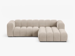 COLTAR LUPIN 260, PE DREAPTA, BEJ, CU TAPITERIE DIN TEXTIL CATIFEA SALVADOR, MICADONI