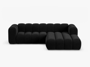 COLTAR LUPIN 260, PE DREAPTA, NEGRU, CU TAPITERIE DIN TEXTIL CATIFEA SALVADOR, MICADONI