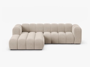 COLTAR LUPIN 260, PE STANGA, BEJ, CU TAPITERIE DIN TEXTIL CATIFEA SALVADOR, MICADONI