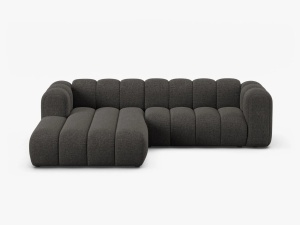 COLTAR LUPIN 260, PE STANGA, GRI INCHIS, CU TAPITERIE DIN TEXTIL CHENILLE EDEN, MICADONI