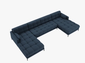 COLTAR MAMAIA, CU 6 LOCURI, ALBASTRU INCHIS, CU TAPITERIE DIN TEXTIL STRUCTURAT NEVE, MICADONI - Img 2