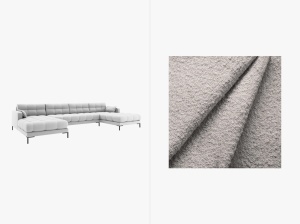 COLTAR MAMAIA, CU 6 LOCURI, GRI DESCHIS, CU TAPITERIE DIN TEXTIL BOUCLE BALOO, MICADONI