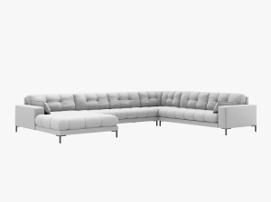 COLTAR MAMAIA, CU 7 LOCURI, PE DREAPTA, GRI DESCHIS, CU TAPITERIE DIN TEXTIL STRUCTURAT NEVE, MICADONI