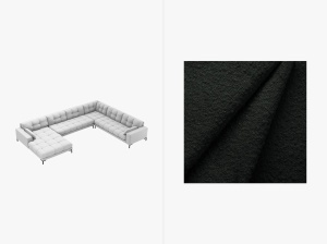 COLTAR MAMAIA, CU 7 LOCURI, PE DREAPTA, NEGRU, CU TAPITERIE DIN TEXTIL BOUCLE BALOO, MICADONI