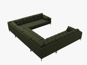 COLTAR MAMAIA, CU 9 LOCURI, VERDE MASLINIU INCHIS, CU TAPITERIE DIN TEXTIL STRUCTURAT NEVE, MICADONI - Img 3