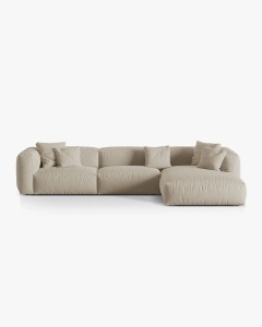 COLTAR MARTINA, 130X176 CM, PE DREAPTA, BEJ DESCHIS, TAPITAT CU TAPITERIE DIN TEXTIL STRUCTURAT BOSTON, MICADONI