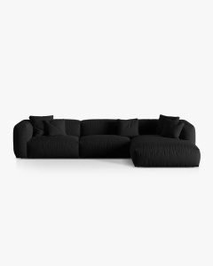COLTAR MARTINA, 130X176 CM, PE DREAPTA, NEGRU, TAPITAT CU TAPITERIE DIN TEXTIL STRUCTURAT BOSTON, MICADONI