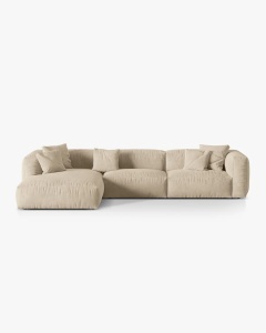 COLTAR MARTINA, 130X176 CM, PE STANGA, BEJ DESCHIS, TAPITAT CU TAPITERIE DIN TEXTIL CATIFEA VOGUE, MICADONI