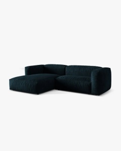 COLTAR MARTINA, ALBASTRU INCHIS, 244 CM, STANGA, CU TAPITERIE DIN TEXTIL CATIFEA VOGUE, MICADONI - Img 2