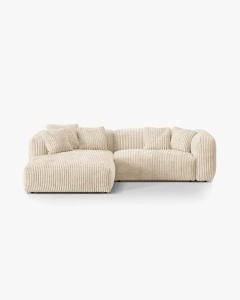 COLTAR MARTINA, BEJ DESCHIS, 280 CM, STANGA, CU TAPITERIE DIN TEXTIL CORDOI TILIA, MICADONI