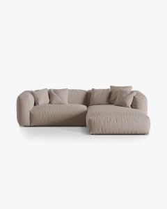 COLTAR MARTINA, BEJ INCHIS, 244 CM, DREAPTA, CU TAPITERIE DIN TEXTIL STRUCTURAT BOSTON, MICADONI