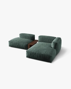 COLTAR MARTINA, PE DREAPTA, 285 CM, VERDE MUSCHI, TAPITAT CU TAPITERIE DIN TEXTIL CATIFEA VOGUE, MICADONI - Img 3