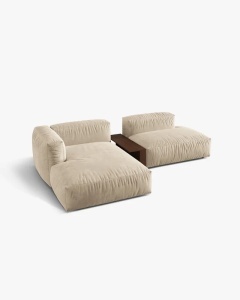 COLTAR MARTINA, PE STANGA, 285 CM, BEJ DESCHIS, TAPITAT CU TAPITERIE DIN TEXTIL CATIFEA VOGUE, MICADONI - Img 3
