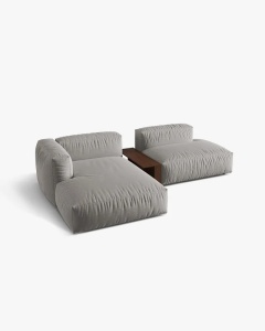 COLTAR MARTINA, PE STANGA, 285 CM, GRI DESCHIS, TAPITAT CU TAPITERIE DIN TEXTIL STRUCTURAT BOSTON, MICADONI - Img 3