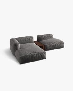 COLTAR MARTINA, PE STANGA, 285 CM, GRI, TAPITAT CU TAPITERIE DIN TEXTIL CATIFEA VOGUE, MICADONI - Img 3